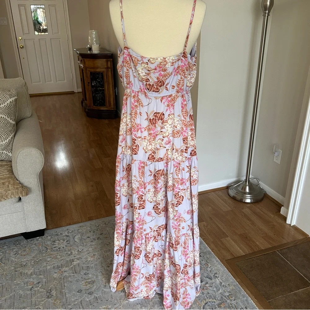 Steve Madden Lavender Floral Spaghetti-Strap Rayon Flowy Maxi Dress SZ XL - Picture 4 of 6